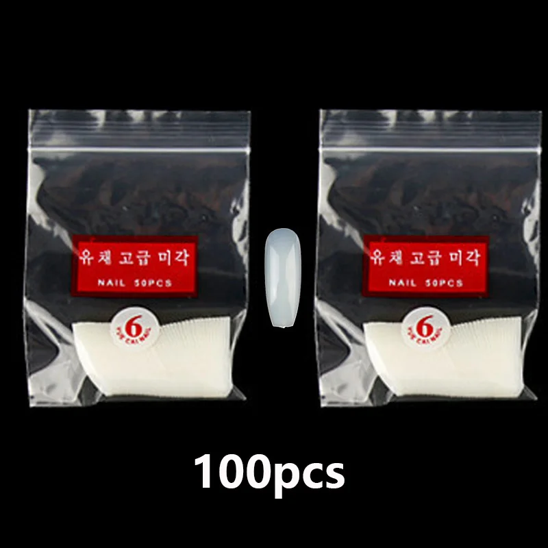 100PCS-6 500 шт., кончики для ногтей, балерина, накладные ногти, кончики, натуральные накладные ногти, плоская форма, акриловые кончики для ногтей, инструменты для маникюра и искусства - Цвет: 100PCS-6