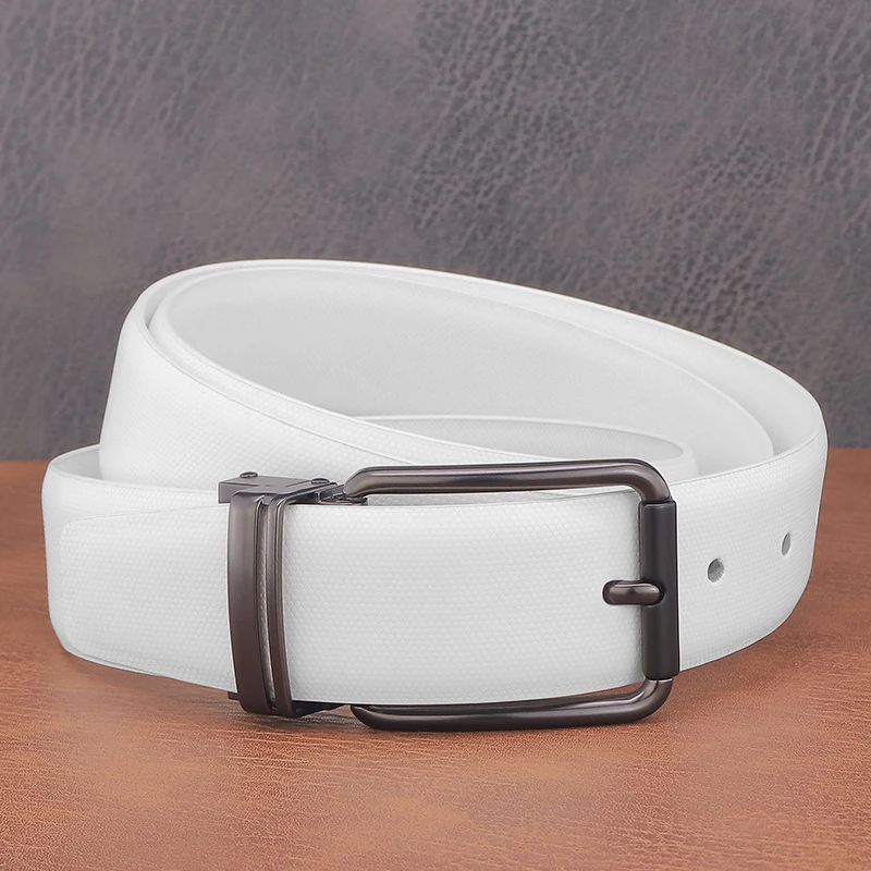

High quality balck pin buckle leisure white designer belts men genuine leather cowboy luxury brand fashion Waistband classic