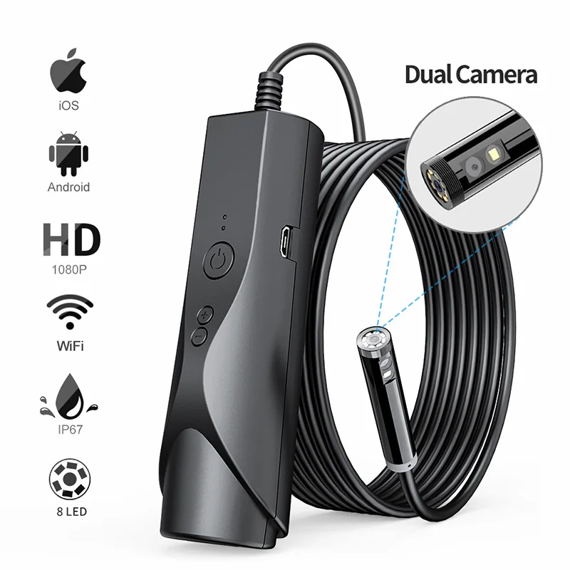 

Камера-эндоскоп с Wi-Fi, 8 мм, IP67, 1080P, для Android, Iphone, iOS