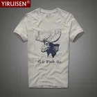 Футболка YiRuiSen мужская с принтом, Повседневная дышащая рубашка из 100% хлопка, с круглым вырезом, с коротким рукавом, в винтажном стиле, лето