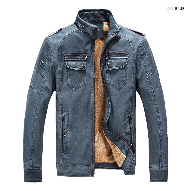 

Мужская кожаная куртка, повседневная верхняя одежда из искусственной кожи, для зимы, 2019