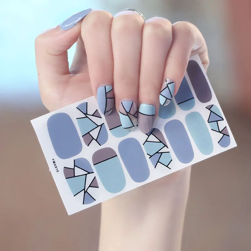 1 Sheet 14Tips Nail Wraps Glitter Gradient Color Adhesive Art Sticker Waterproof Vinyls Decal Decorations | Красота и здоровье