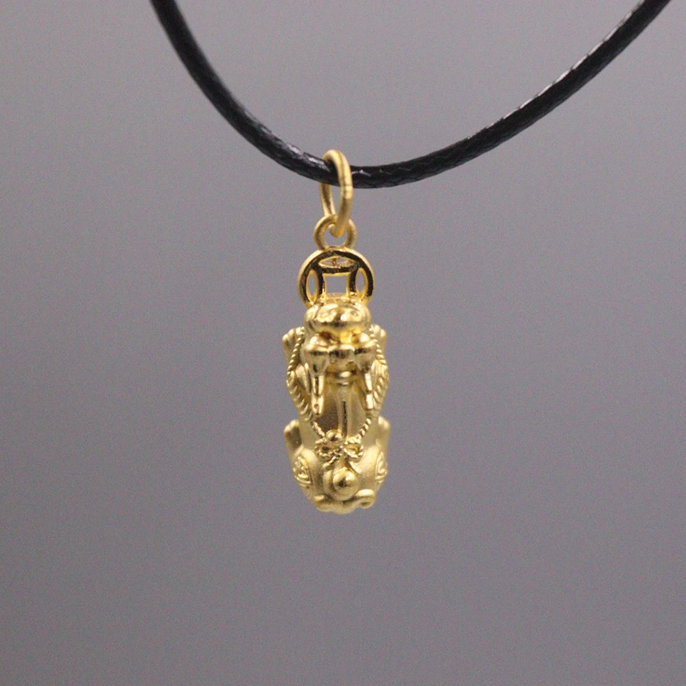 

Подвеска из настоящего желтого золота 24 К, подвеска из твердого золота 3D с надписью «Lucky Bless», 0,8-1 г, 24 мм/ч для женщин