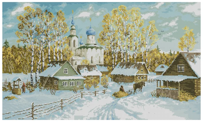 

Country winter Snow scene Clear Picture Top Quality Cross Stitch Kits 14CT Unprinted Sewing kit Embroidered Handmade Decor