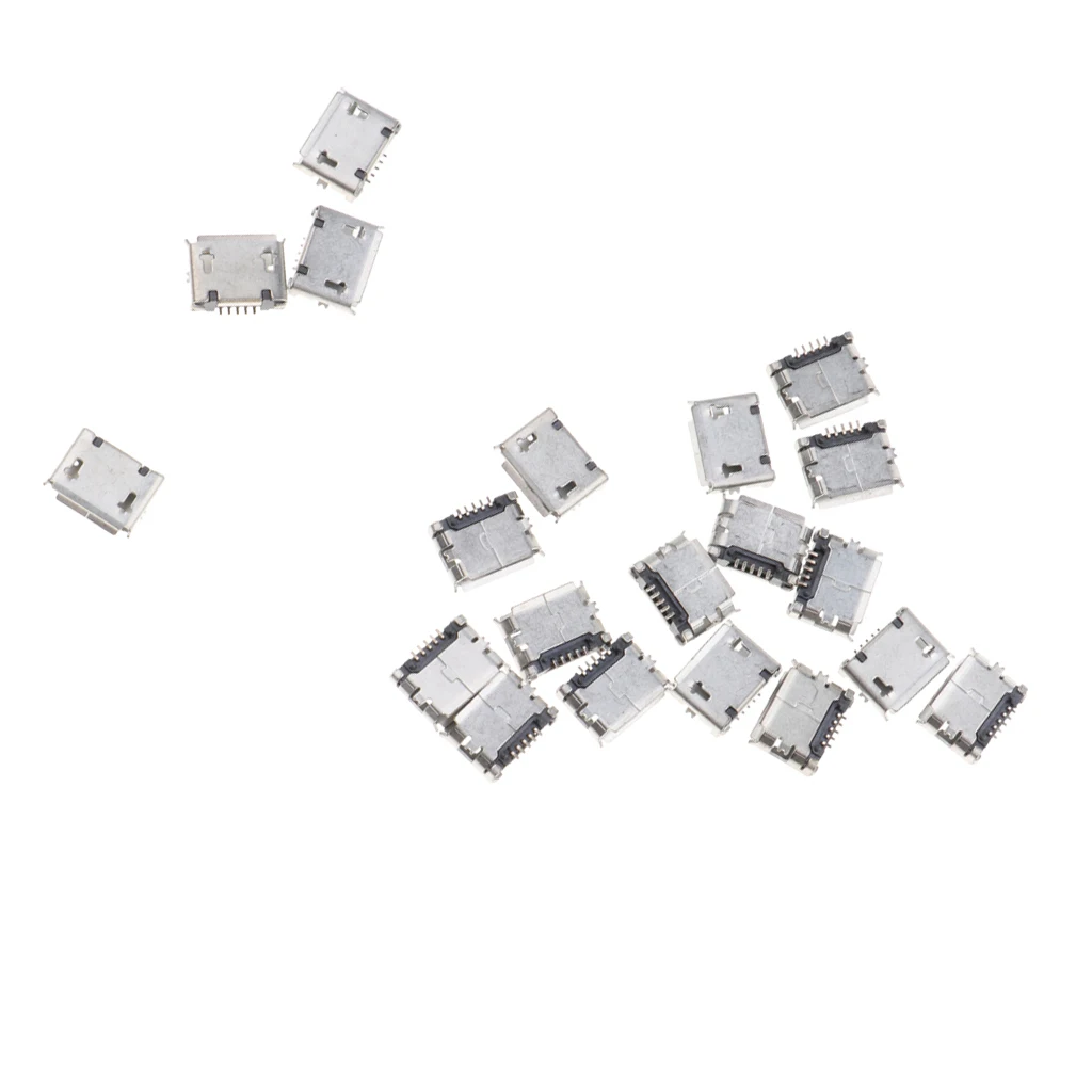 

20 Pcs Type B Micro USB 5 Pin Female Charger Mount Jack Connector Port Socket