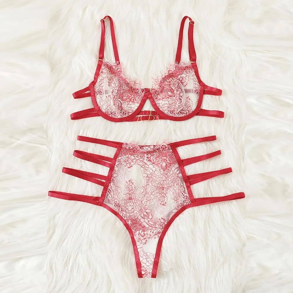 Подарок для девушки ансамбль Soutien Gorge Culotte сексуальное кружевное белье Lenceria Мода сексуальная жизнь для пар кружевное ночное белье