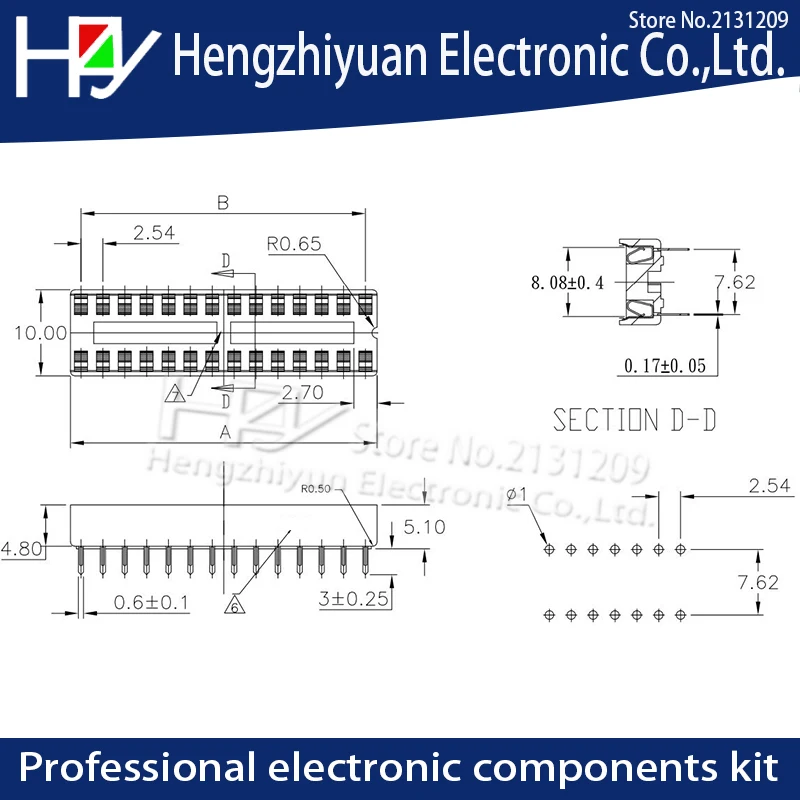 IC розетки DIP8 DIP14 DIP16 DIP18 DIP20 DIP28 DIP40 булавки круглое отверстие 2,54 PCB разъем DIP разъем на возраст 6, 8, 14, 16, 18, 20, 28 32 40 pin-код