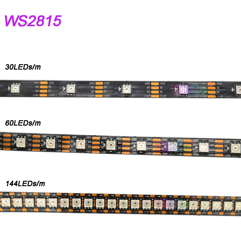 Умная Светодиодная лента WS2815 12 В 1 м/2 м/3 М/4 м/5 м двойной сигнал 30/60/144 светодиодов/м