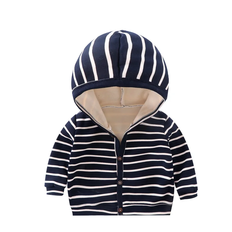 

New Striped Casual Baby Hooded Long Sleeve TOP Fashion Baby Boys Girls Clothes Kids T Shirt Outwear Coat Sweatshirts