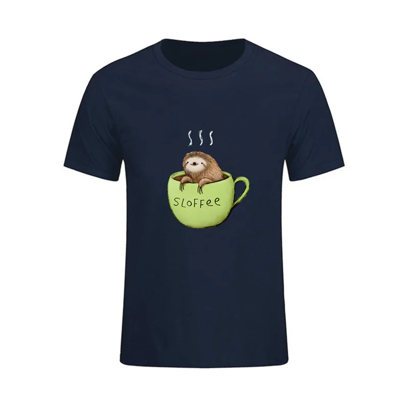 2020 Футболка Harajuku с надписью Keep Calm and Live Slow Print Мужская футболка Ленивец