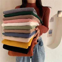 spring and autumn turtleneck pullover sweater basic womens long sleeve korean slim sweater casual pullover womens knitwear top