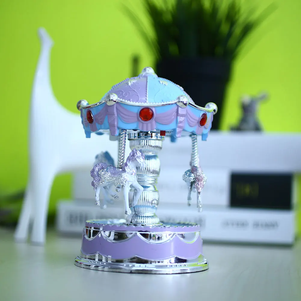 Horse Carousel Music Box Toy Light Clockwork Musical Boxes Gifts Vintage | Дом и сад