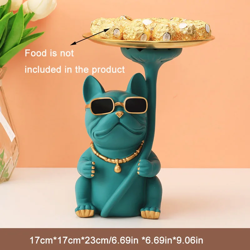

Nordic Ins Resin Bulldog Sculpture Ornaments Living Room Wine Cabinet Desktop Key Storage Decorative Figurines Modern Art Statue