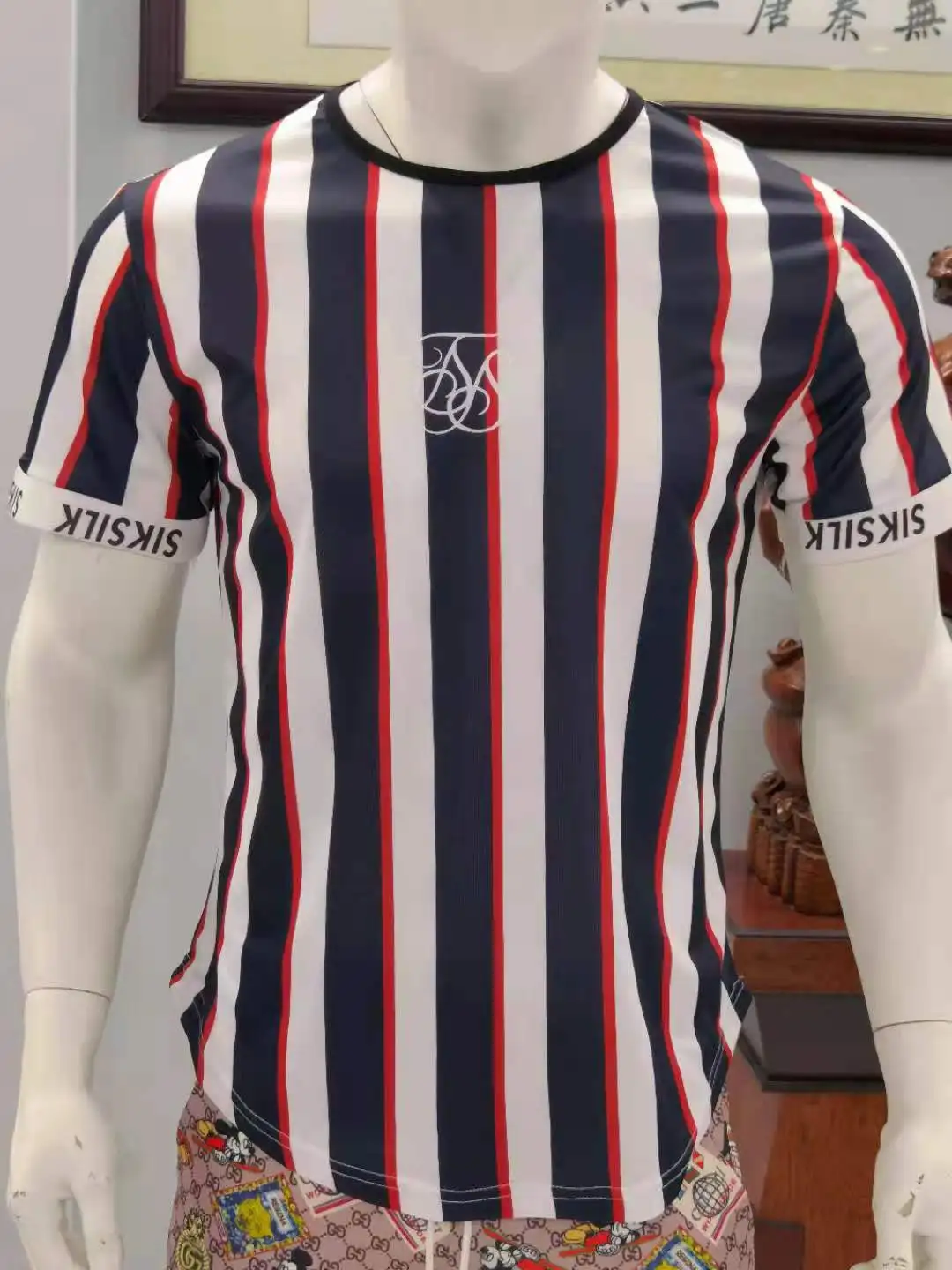 Футболка мужская с круглым вырезом шелковая тенниска короткими рукавами майка