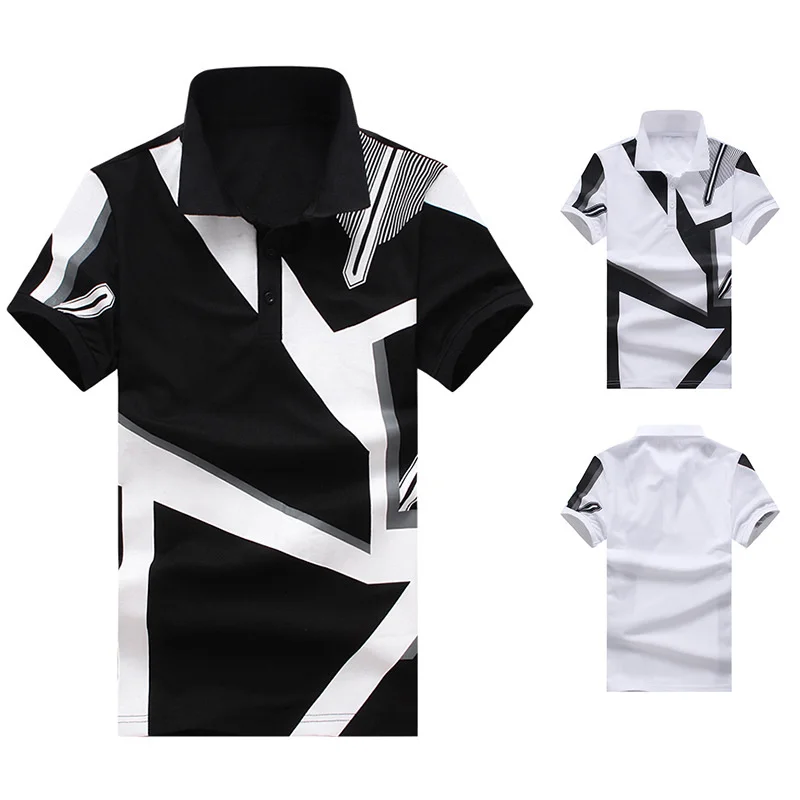

Men's Short Sleeve T Shirt Printing Leisure Class Cotton Blended POLO Tile Geometry