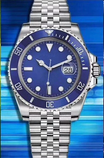 

New Luxury Brand Ceramic Bezel Men Stainless Steel Automatic Mechanical Silver Black Blue Watch Sports Sapphire Wristwatch 40mm