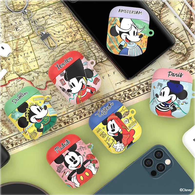 

Чехлы Disney для Apple Airpods 1/2 3, защитный чехол для беспроводных Bluetooth наушников, футляр для зарядки, сумки, чехлы Disney, Микки Маус