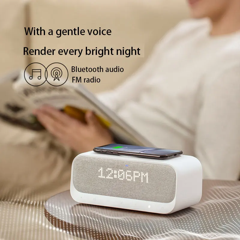 

Портативная Bluetooth-Колонка 5,0, Bluetooth-колонка с будильником, стереозвук, FM-радио, беспроводное зарядное устройство Qi