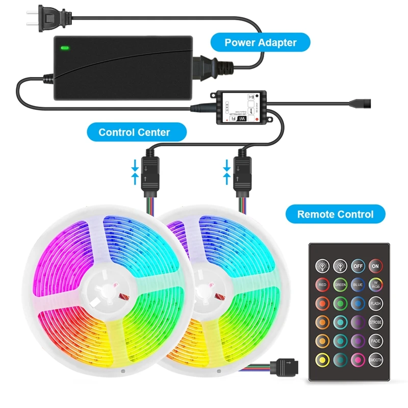 

WiFi LED Strip Lights 20M/360 Light RGB Smart Strip Light with 24 Key Remote for Room Halloween Christmas Party