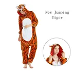 Новейшие зимние пижамы-комбинезоны унисекс для взрослых, мультяшный тигр, пижамы в виде животных, единорог, фланелевая одежда для сна, один предмет, Комбинезоны