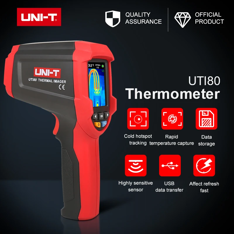 UTi80 Thermal Imager High/Low temperature alarm Auto power off 8GB Micro SD card Show hotspots and cold spots on the screen