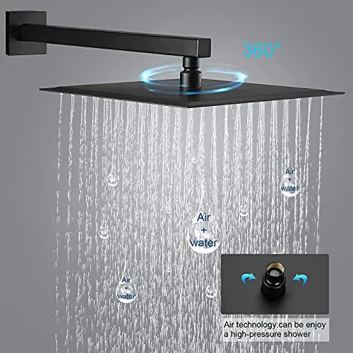 Матовая черная дождевая Душевая система 12 дюймов (около 30 4 см) Набор насадок для