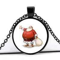 santa claus photo cabochon glass pendant necklace santa claus jewelry accessories for womens men child fashion friendship gifts