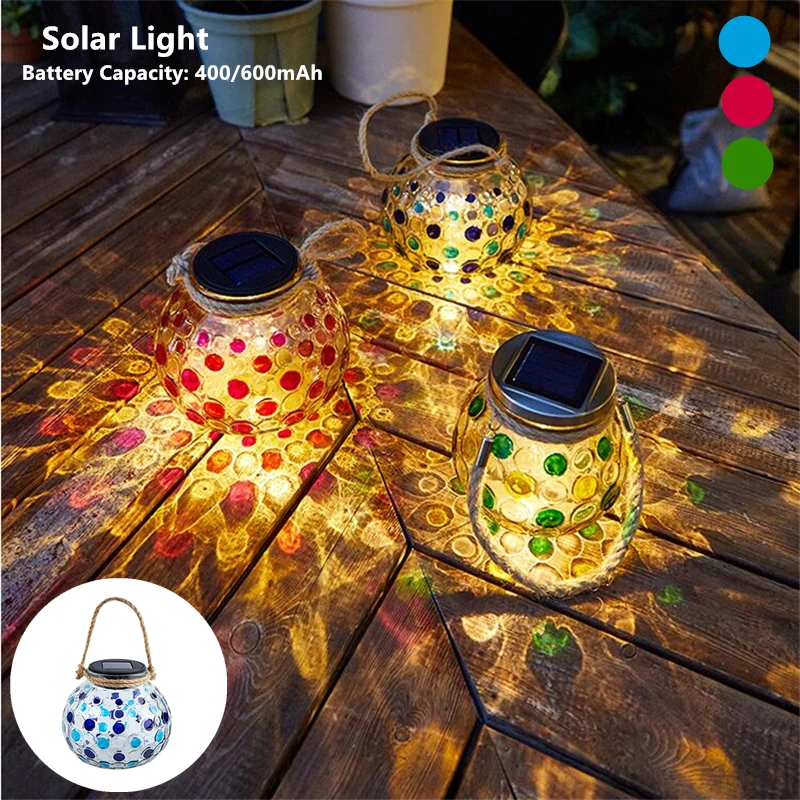 

Уличный садовый светодиодный светильник на солнечной батарее, подвесной светильник для двора, патио, Водонепроницаемый ночник с каменной б...