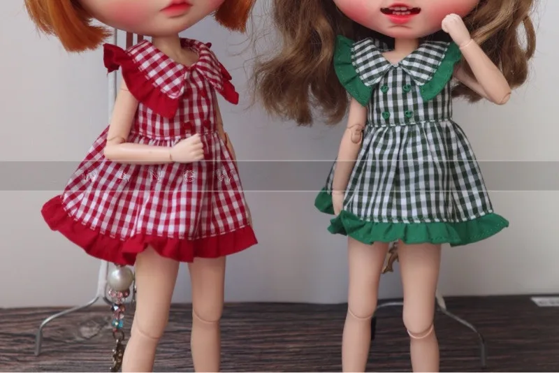 Новинка 1/6 кукла плед платье Blyth одежда(Fit blyth, Licca, Momoko, BJD, Azone, Pullip, ICY, кукла 1/6