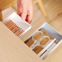 self adhesive plastic desk organizer hidden table for pen stationery storage box case desk drawer divider stationery sticky