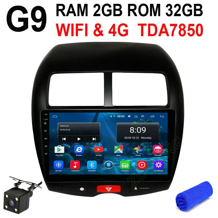 G9 GPS CAM 10,2 дюймов 2.5D 4G DSP 36EQ Android 9,0 Автомобильный мультимедийный dvd-плеер для Mitsubishi ASX Авторадио автомобильный gps навигатор стерео радио BT - Цвет: G9 GPS CAM