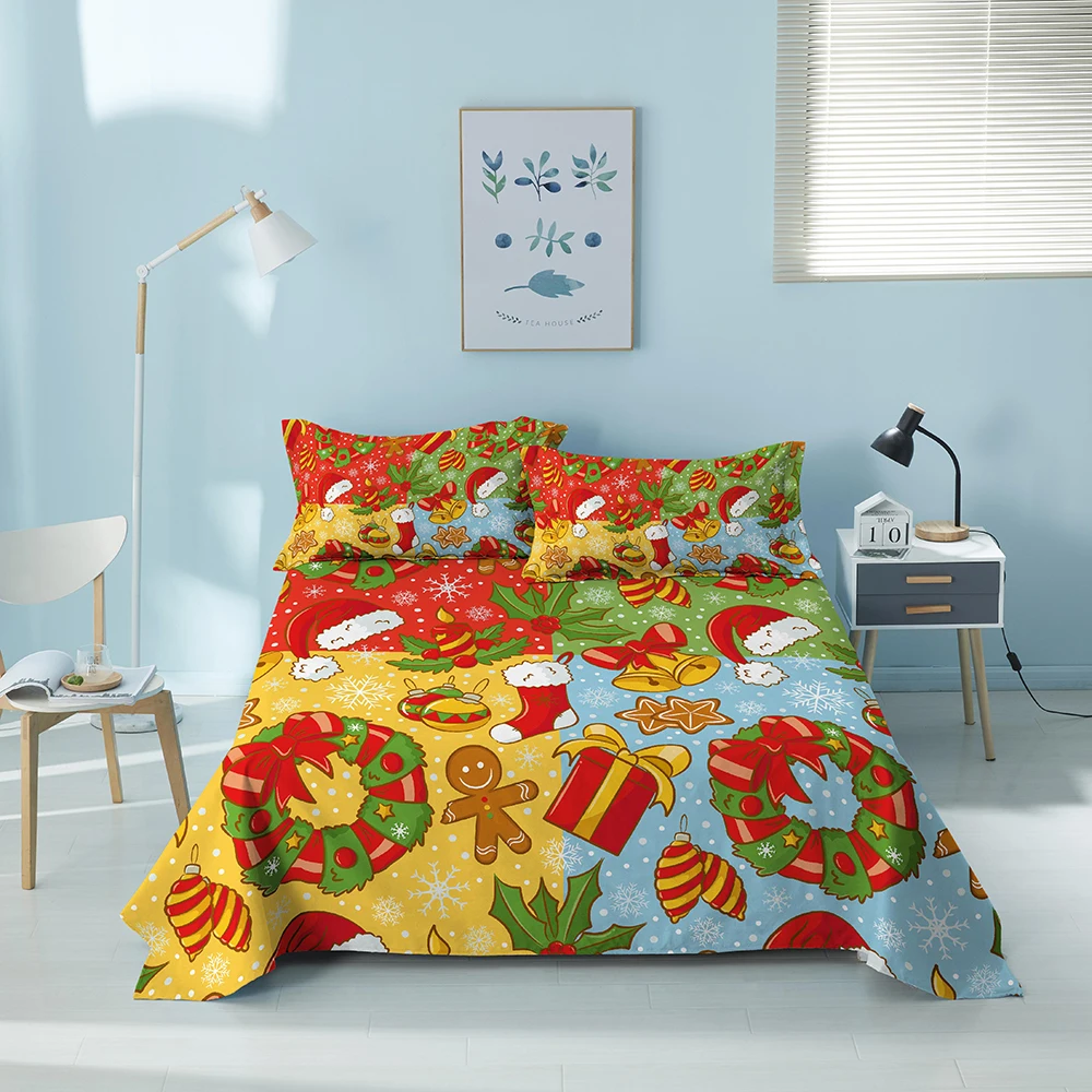 Простыни и наволочки с Санта-Клаусом 3 шт. рождественские украшения для дома