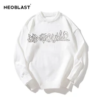unisex knitted sweater oversize creative pattern pullover minimalist sweatshirts letter jumpers harajuku winter mens clothing