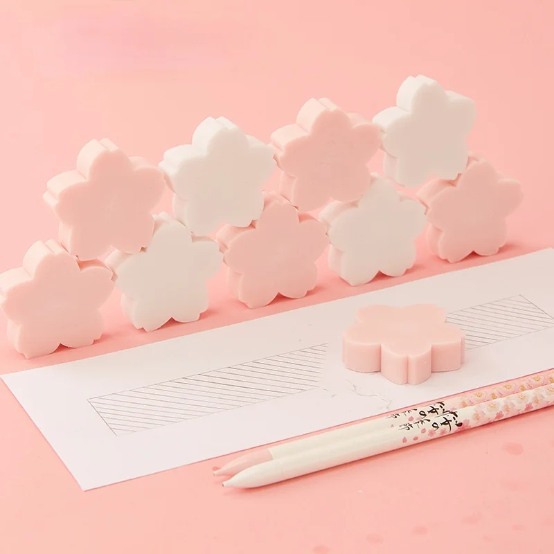 

Students Cherry Blossom Eraser Wipe Clean Cute Small Petals Sakura Eraser Kawaii Office School Supplies Korean Stationery