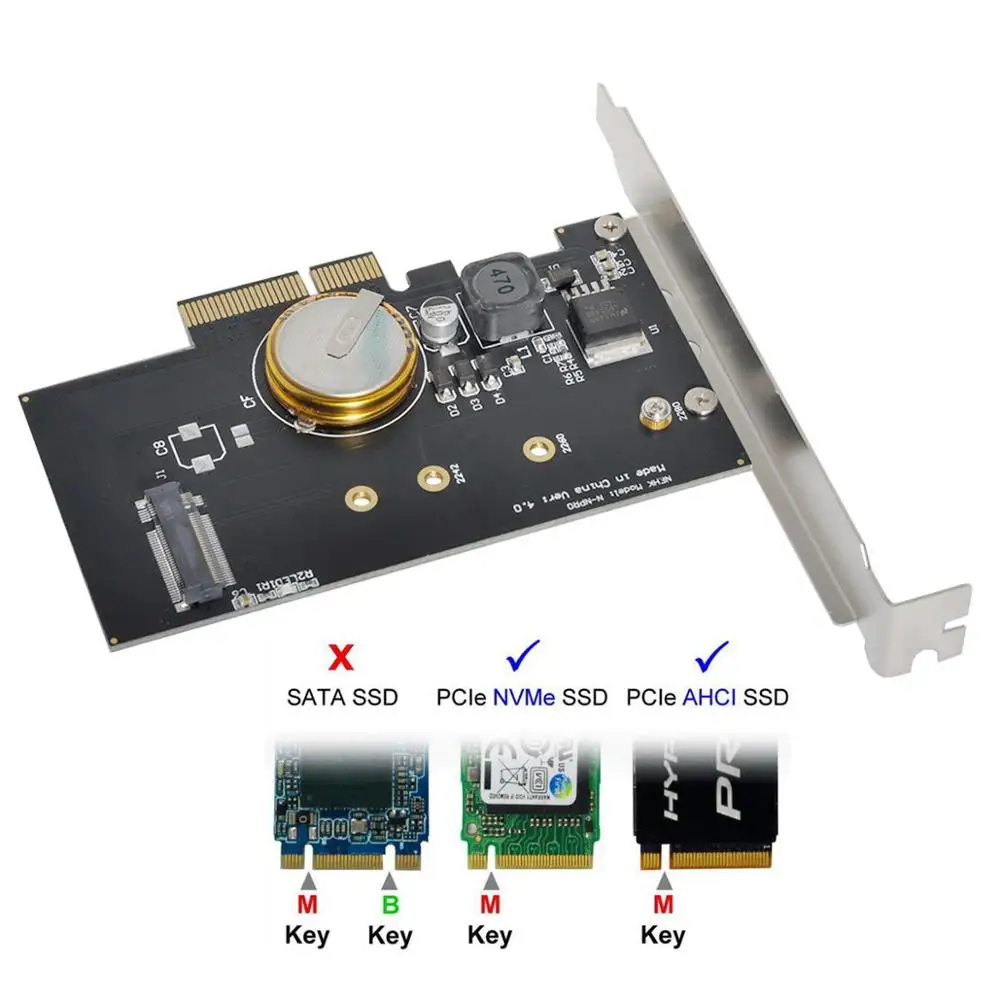 Переходник PCI-E 3 0x4/M.2 NGFF SSD Nvme PCI Express с защитой от сбоев питания Суперконденсатор 4 0