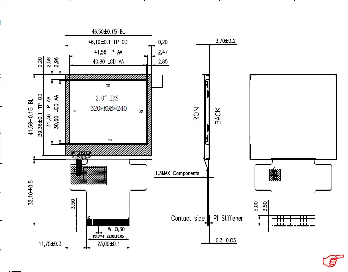 2 0 дюйма 240*320 ILI9342C 8 /9/16/18 бит MCU SPI + RGB интерфейс TFT LCD Солнечный свет читаемый IPS с