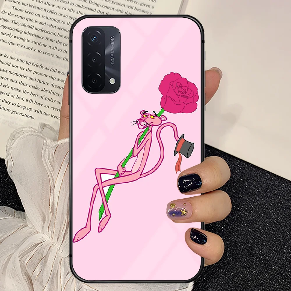 

Cartoon Pink Panthers Phone Tempered Glass Case Cover For oppo realme find a x c xt gt 2 53 3 6 7 50 11 Pro lite 5g Luxury