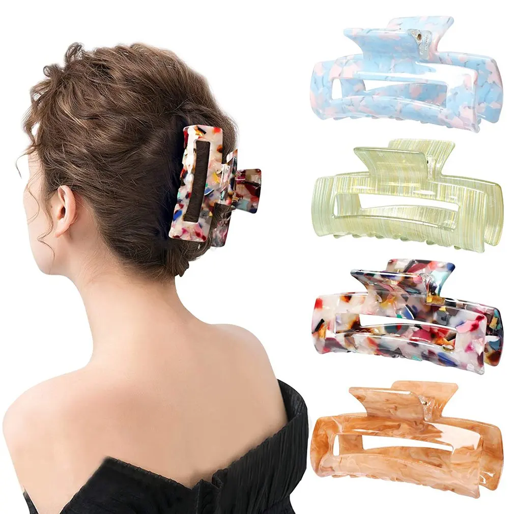 

Hair Claw Clips 4PCS/SET Acrylic Hair Banana Barrettes Hair Accessories For Women Girls Korean Hair Clips & Pins Barrettes
