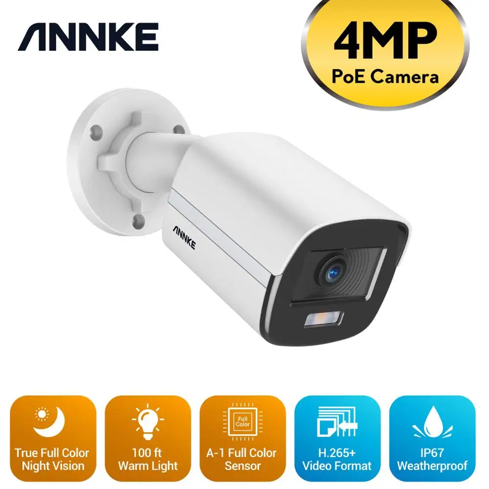 ANNKE 4MP Ace полный Цвет Ночное видение POE IP Камера H.265 + видео Камеры Скрытого