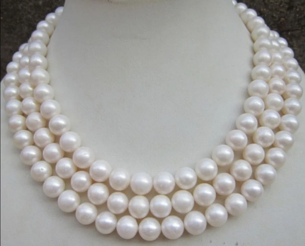 

8-9MM AAA NATURAL PERFECT ROUND SOUTH SEA WHITE PEARL NECKLACE 50"
