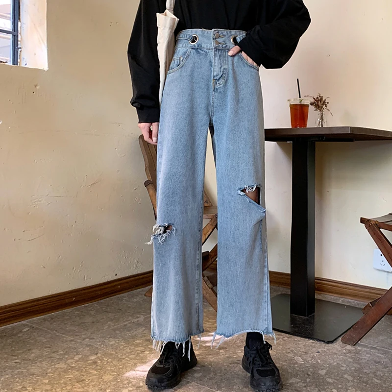 Летние брюки с широкими штанинами в Корейском стиле свободные универсальные