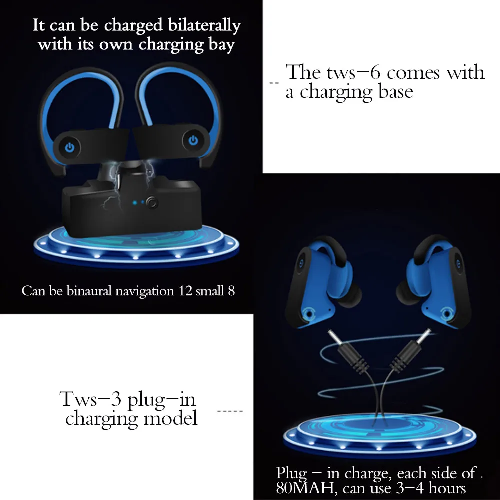 Bluetooth 5 0 наушники с шумоподавлением HiFi стерео Беспроводные спортивные крючком