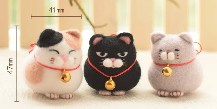 Борода толстый кот мультяшный набор шерсть вышивка войлок игла для валяния