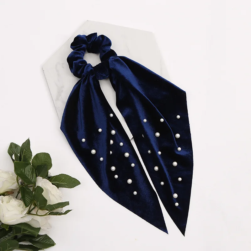 Женские бархатные резинки для волос с бантом жемчужные заколки хвоста