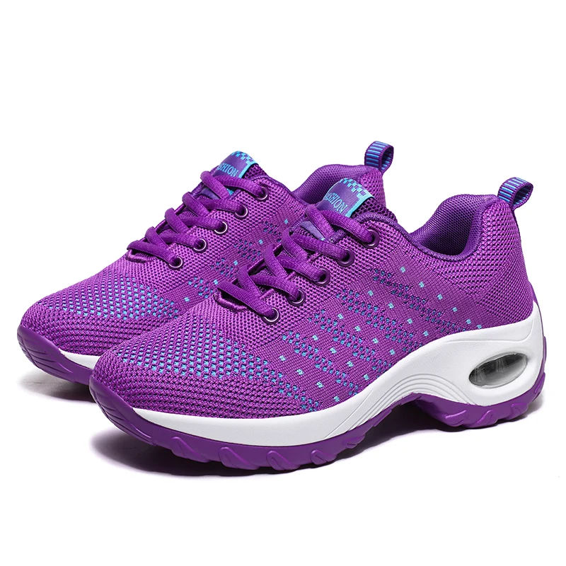 Fashion Ladies Sneakers New Breathable Mesh Fitness Outdoor Running Shoes Damping Air Cushion Non-slip Casual Women's Flat Shoes