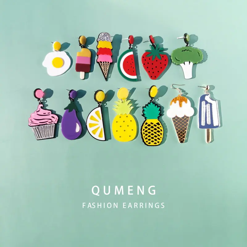 Фото QUMENG новые европейские и американские фрукты модные длинные серьги гвоздики QUMENG новые европейские и американские фрукты модные длинные серьги гвоздики