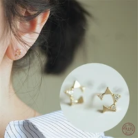 925 sterling silver korean version irregular star stud earrings women pav%c3%a9 crystal classic fashion party jewelry friendship gift