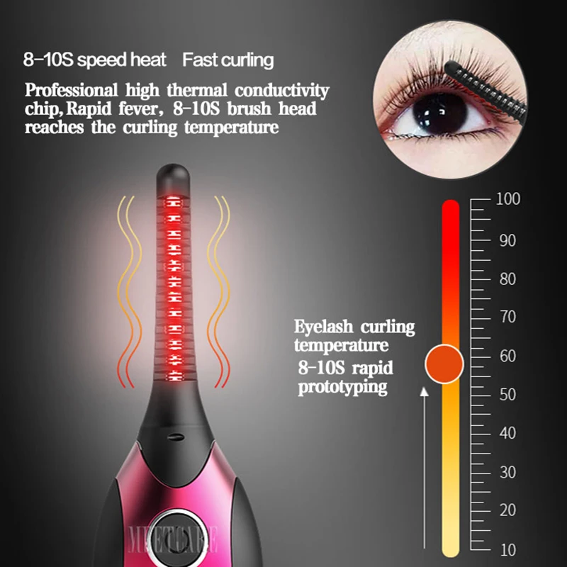 

Portable curling eyelash curler rechargeable makeup eyelashes lasting natural electric heating ladies professional beauty tools