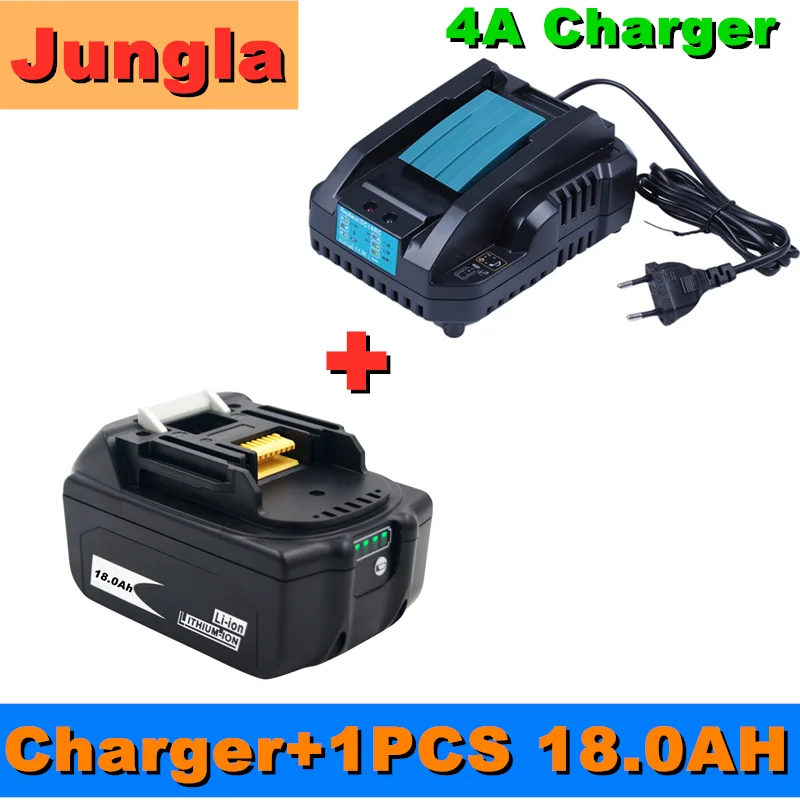 

New 18V 18.0Ah Rechargeable Battery Li-Ion Battery Replacement Power Tool Battery for MAKITA BL1880 BL1860 BL1830+4A charger