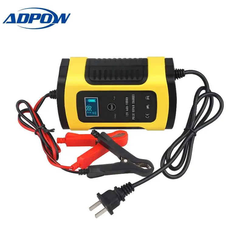 Pulse Repair Intelligent Battery Charging For Lead Acid 12v 6A LCD Display 110v-220v Car Battery Charger Auto Motorcycle